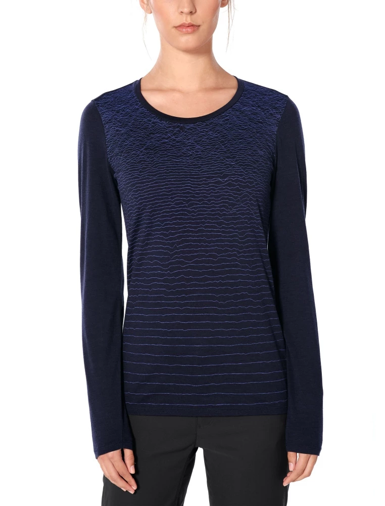 Icebreaker Merino Tech Lite Landscape Lines Womens Long Sleeve Shirt Midnight Navy M 3 Icebreaker Merino Tech Lite Landscape Lines Womens Long Sleeve Shirt Midnight Navy M