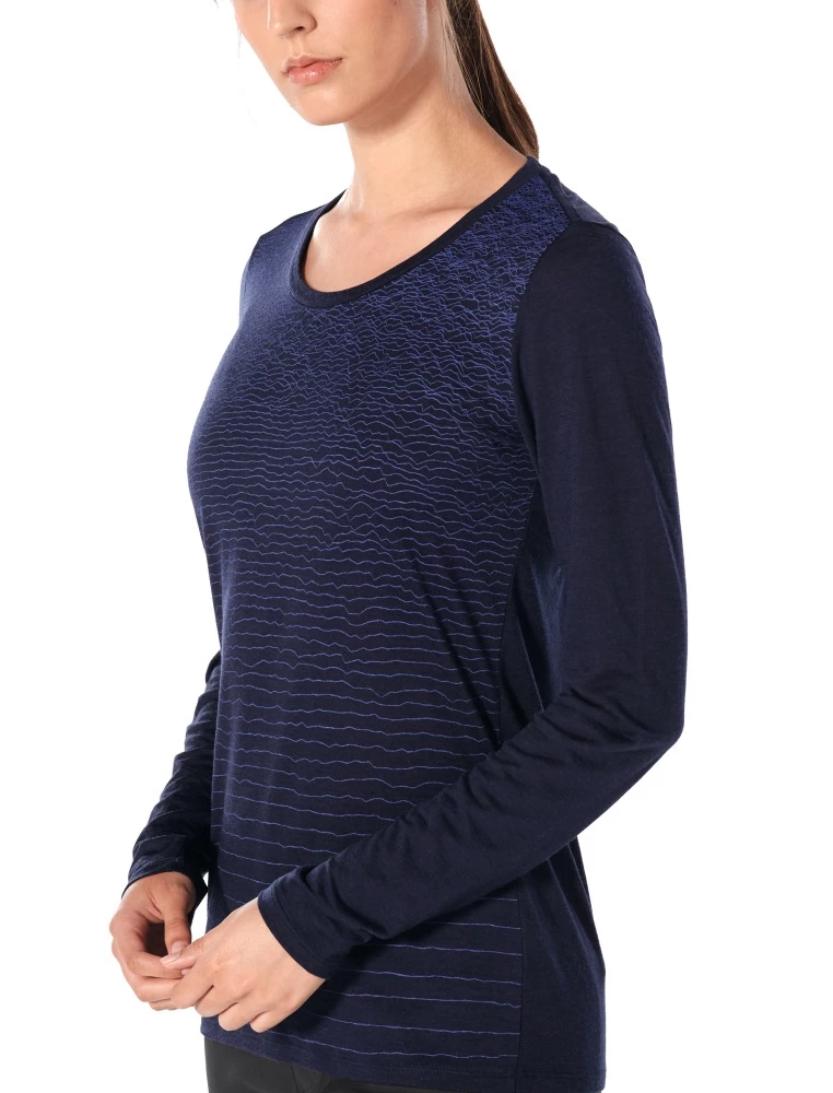 Icebreaker Merino Tech Lite Landscape Lines Womens Long Sleeve Shirt Midnight Navy M 7 Icebreaker Merino Tech Lite Landscape Lines Womens Long Sleeve Shirt Midnight Navy M - Image 5