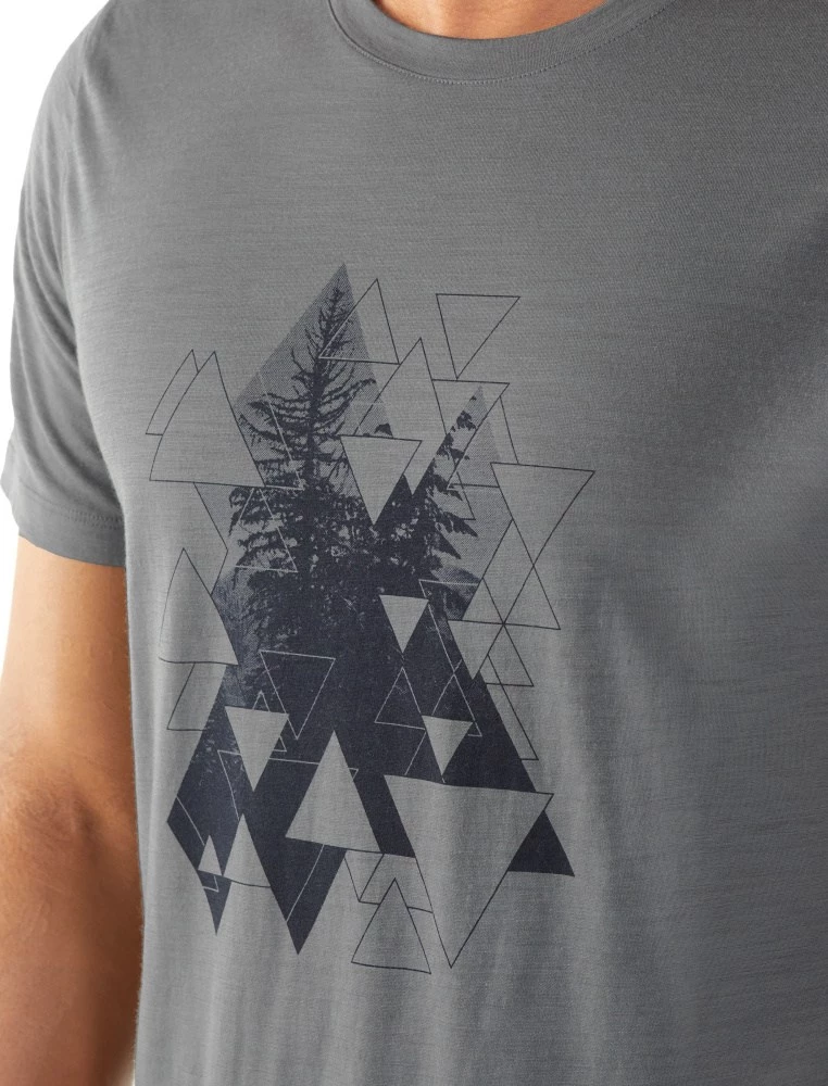 Icebreaker Merino Tech Lite Short Sleeve Crewe Evergreen Geo Mens T-Shirt Timberwolf M 7 Icebreaker Merino Tech Lite Short Sleeve Crewe Evergreen Geo Mens T-Shirt Timberwolf M - Image 5