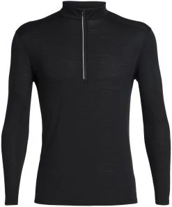 Icebreaker Merino Hybrid Mens Half Zip Long Sleeve Shirt Black M