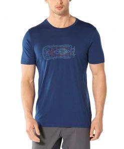 Icebreaker Tech Lite Wireframe Wonder Mens T-Shirt Estate Blue 2XL