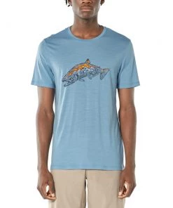 Icebreaker Merino Hybrid Tech Lite Mens Thermal Shirt Light Blue 2XL