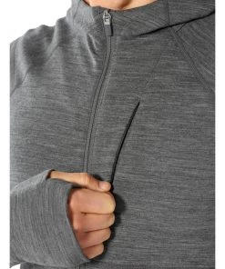 Icebreaker Merino Quantum II Mens Zip Hoodie Grey XL -Cheap Icebreaker Shop 104958004 5 1