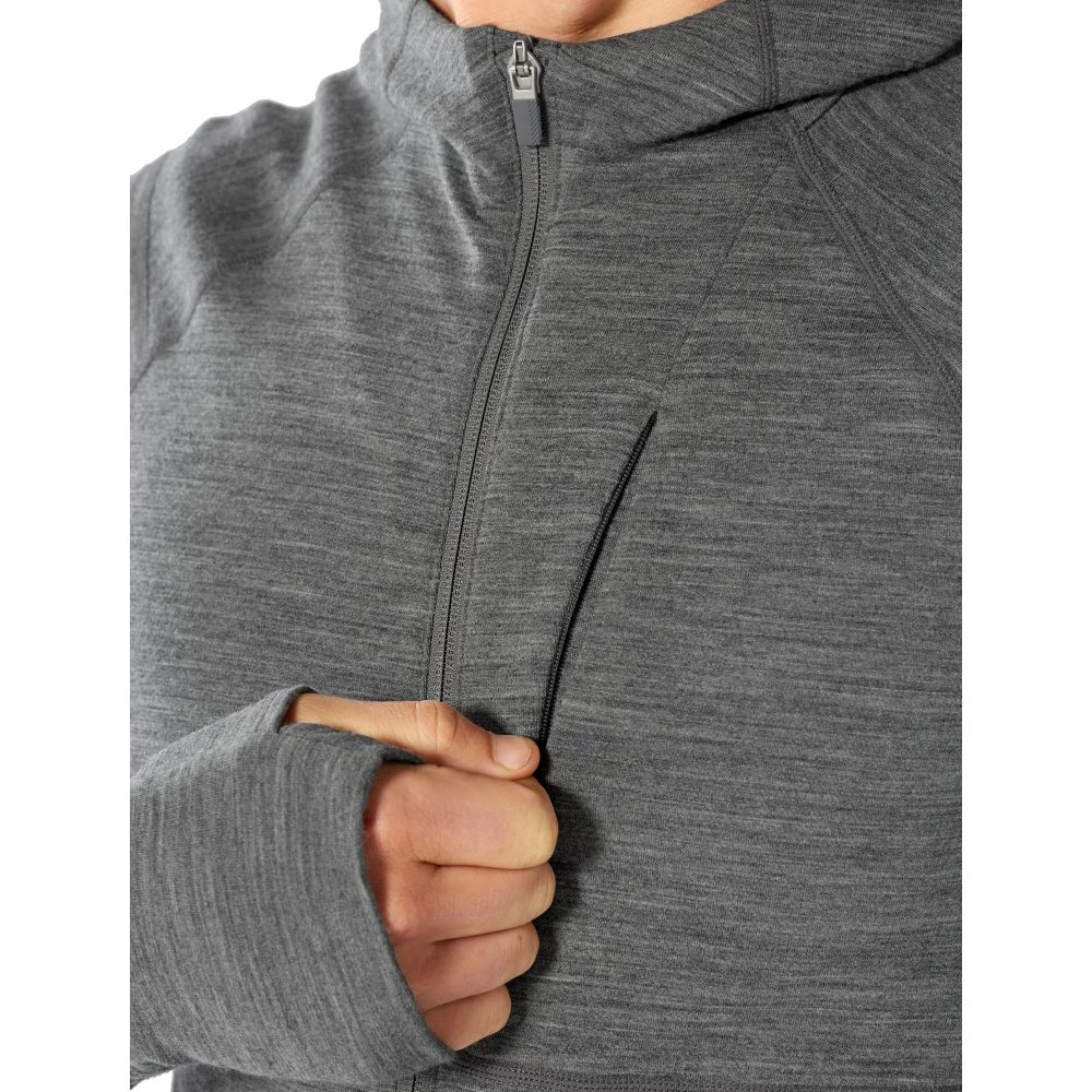 Icebreaker Merino Quantum II Mens Zip Hoodie Grey Small 5 Icebreaker Merino Quantum II Mens Zip Hoodie Grey Small - Image 3