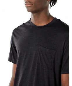 Icebreaker Merino Hybrid Nature Dye Drayden Mens SS Pocket Crewe Tannin -Cheap Icebreaker Shop 104963019 5