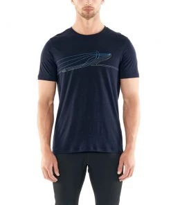 Icebreaker Merino Tech Lite Mens T-Shirt Single Line Whale Midnight Navy XL