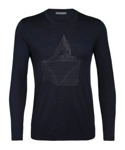 Icebreaker Merino Tech Lite Mens LS Crewe Oneberg Midnight Navy