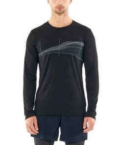 Icebreaker Merino Tech Lite Impact Timeline Mens Long Sleeve Shirt Black XL