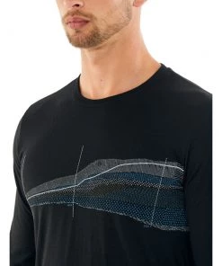 Icebreaker Merino Tech Lite Impact Timeline Mens Long Sleeve Shirt Black L -Cheap Icebreaker Shop 105163001 5 1