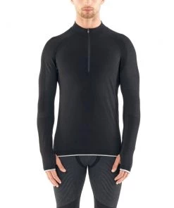 Icebreaker Merino 200 Zone Seamless Mens Half Zip Long Sleeve Shirt Black M