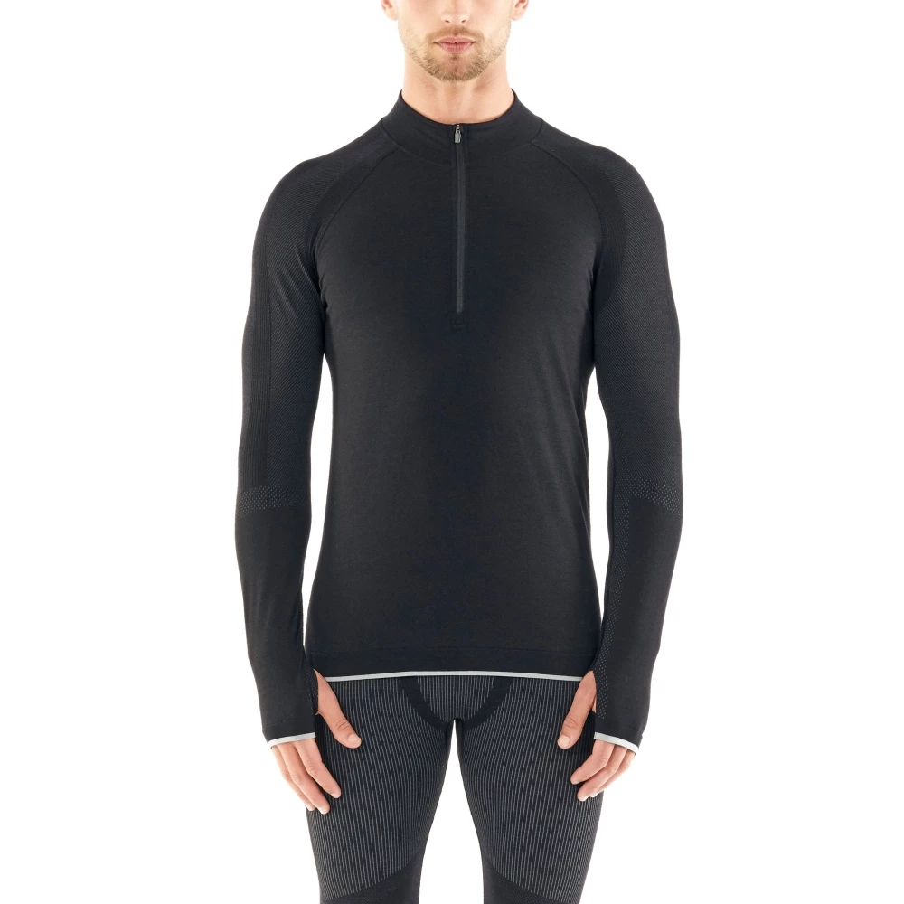 Icebreaker Merino 200 Zone Seamless Mens Half Zip Long Sleeve Shirt Black M 3 Icebreaker Merino 200 Zone Seamless Mens Half Zip Long Sleeve Shirt Black M