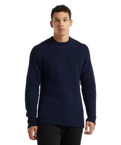 Icebreaker Merino Hillock Mens Funnel Neck Sweater Navy Blue XL