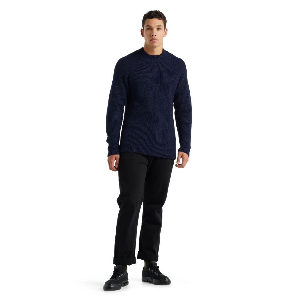 Icebreaker Merino Hillock Mens Funnel Neck Sweater Navy Blue Large 7 Icebreaker Merino Hillock Mens Funnel Neck Sweater Navy Blue Large - Image 5