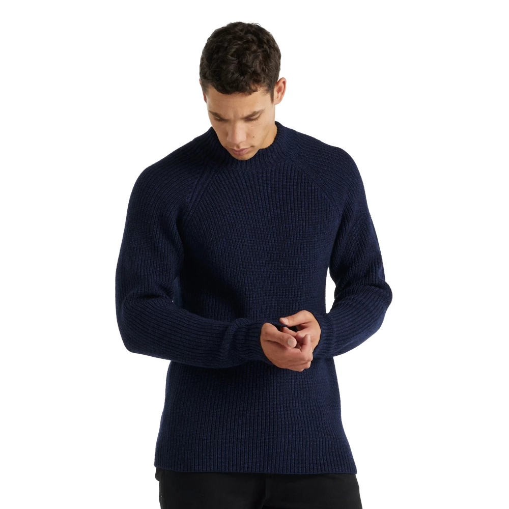 Icebreaker Merino Hillock Mens Funnel Neck Sweater Navy Blue XL 4 Icebreaker Merino Hillock Mens Funnel Neck Sweater Navy Blue XL - Image 2