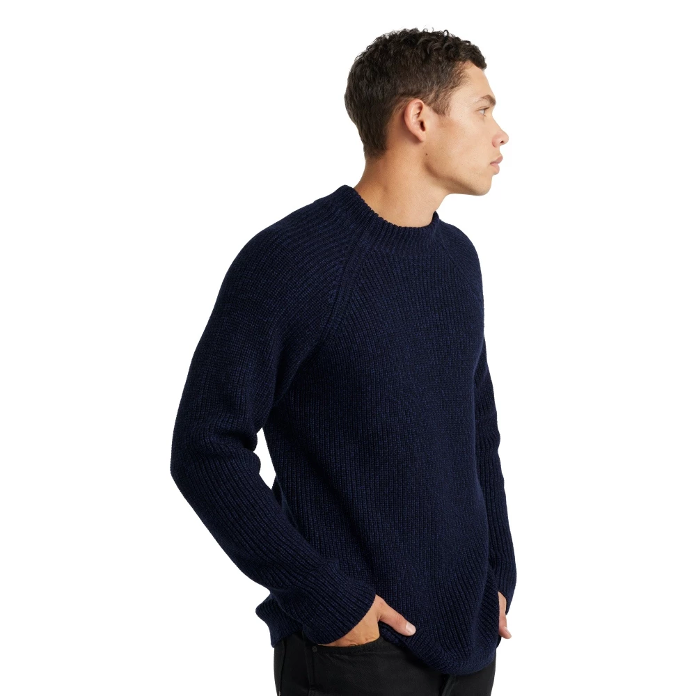 Icebreaker Merino Hillock Mens Funnel Neck Sweater Navy Blue Large 5 Icebreaker Merino Hillock Mens Funnel Neck Sweater Navy Blue Large - Image 3