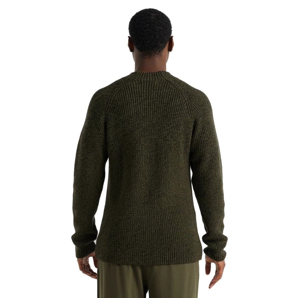 Icebreaker Merino Hillock Mens Funnel Neck Sweater Olive Green Large 4 Icebreaker Merino Hillock Mens Funnel Neck Sweater Olive Green Large - Image 2