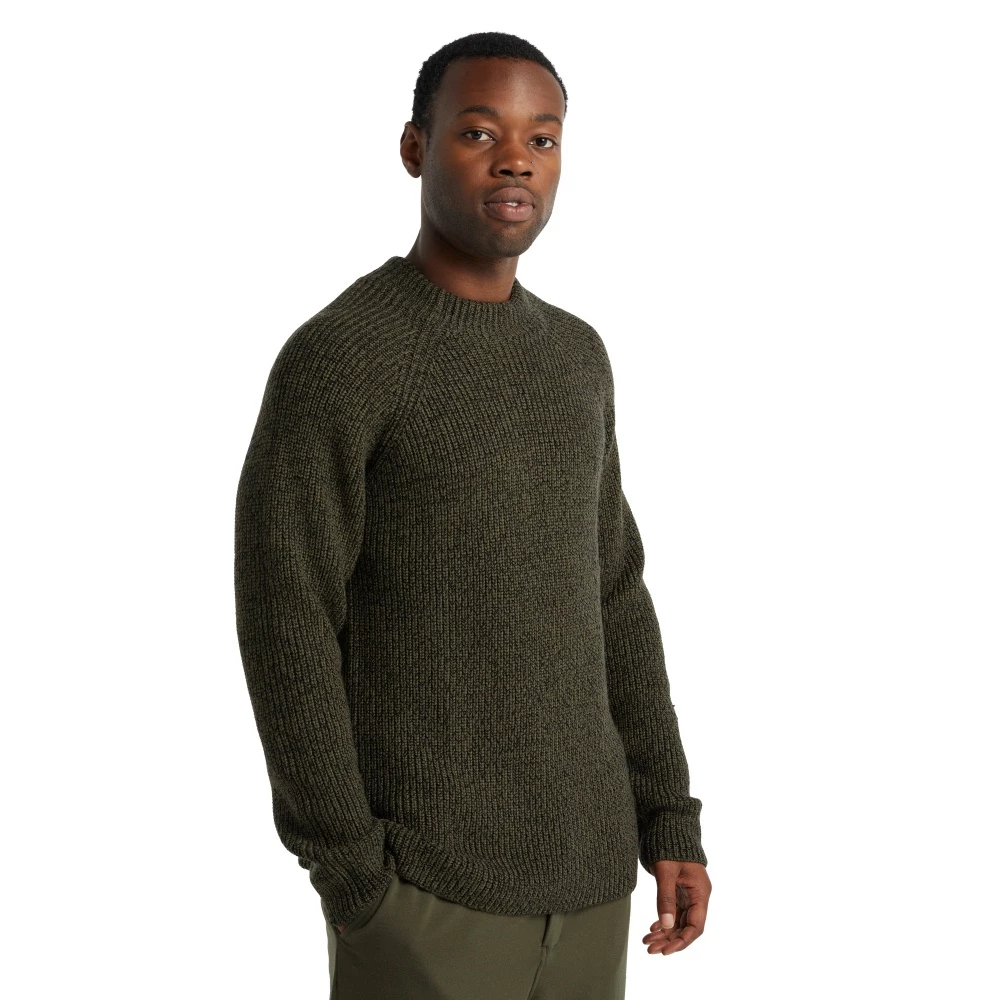 Icebreaker Merino Hillock Mens Funnel Neck Sweater Olive Green Large 3 Icebreaker Merino Hillock Mens Funnel Neck Sweater Olive Green Large