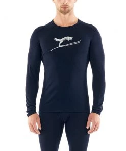 Icebreaker Merino 200 Oasis Fox Mens Long Sleeve Shirt Navy M