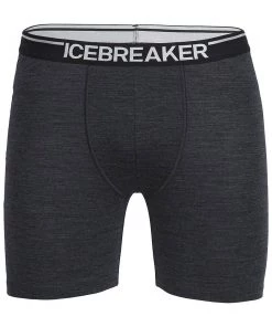 Icebreaker Mens Merino Anatomica Long Boxers Jet Heather/Black