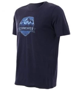 Icebreaker Merino Tech Lite Short Sleeve Crewe Cook Crest Mens T-Shirt Midnight Navy XL