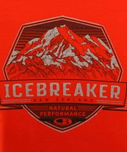 Icebreaker Merino Tech Lite Short Sleeve Crewe Cook Crest Mens T-Shirt Chili Red L -Cheap Icebreaker Shop 135375 4 n y 3