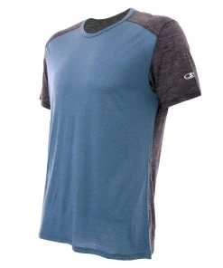 Icebreaker Merino Hybrid Amplify Short Sleeve Crewe Mens T-Shirt Thunder/Panther Heather M