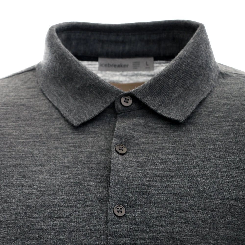 Icebreaker Merino Tech Lite Mens Short Sleeve Polo Jet Heather M 5 Icebreaker Merino Tech Lite Mens Short Sleeve Polo Jet Heather M - Image 3