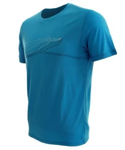 Icebreaker Merino Tech Lite Whale Mens T-Shirt Blue XL