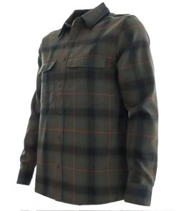 Icebreaker Dawnder LS Mens Plaid Flannel Shirt Green