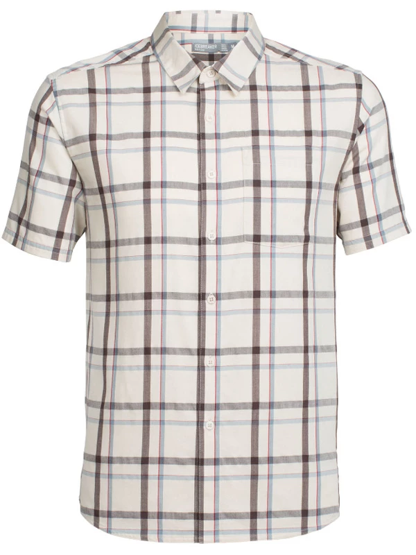 Icebreaker Merino Hybrid Compass Mens Polo Shirt Sandstone/Walnut Plaid XL 3 Icebreaker Merino Hybrid Compass Mens Polo Shirt Sandstone/Walnut Plaid XL