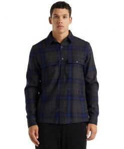 Icebreaker Dawnder LS Mens Plaid Flannel Shirt Blue -Cheap Icebreaker Shop dawnder bl