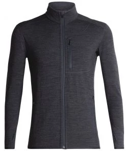 Icebreaker Mens Merino Descender LS Zip Jet Heather XL