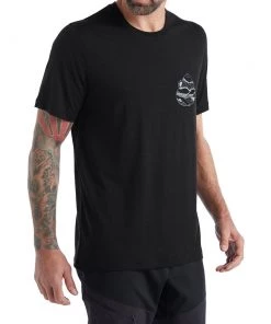 Icebreaker Merino Tech Lite II Mens T-Shirt Sunrise Ridge Black