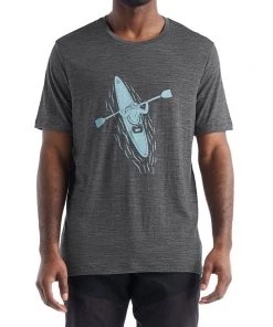Icebreaker Merino Tech Lite II Mens T-Shirt Paddle Lines Grey