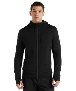 Icebreaker Merino Quantum III Mens LS Zip Hoodie Black XL