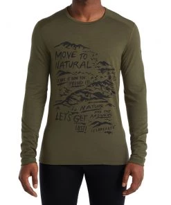 Icebreaker 200 Oasis LS Crewe Mens Top Travel Diaries Olive