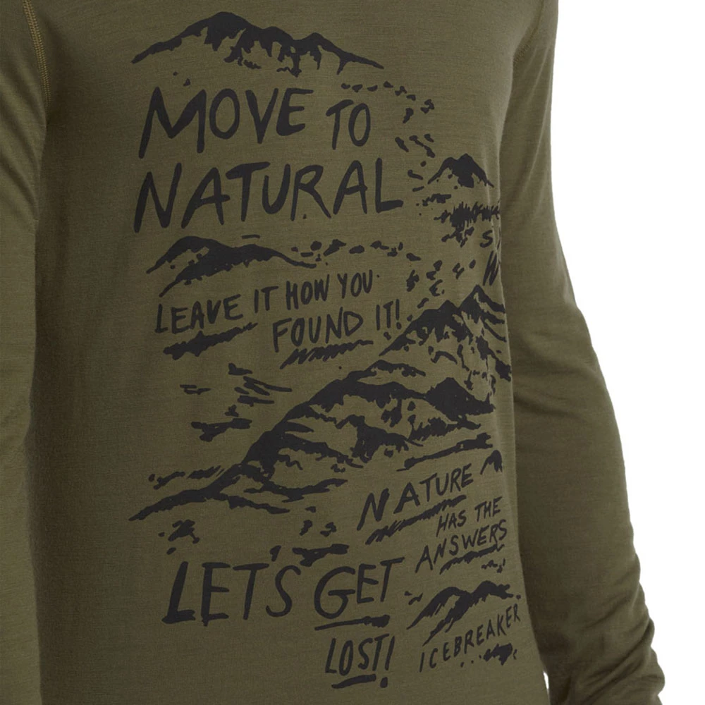 Icebreaker 200 Oasis LS Crewe Mens Top Travel Diaries Olive 5 Icebreaker 200 Oasis LS Crewe Mens Top Travel Diaries Olive - Image 3