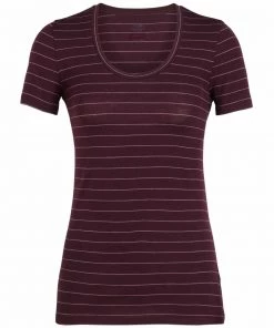 Icebreaker Womens Merino Tech Lite Scoop Shirt Velvet/Opal Stripe S