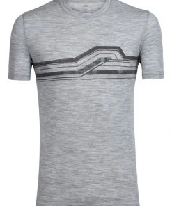 Icebreaker Mens Merino Tech Lite Crewe Shirt Seismic Stripe Metro Heather M