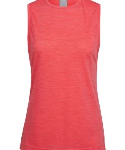 Icebreaker Womens Merino Hybrid Sphere Sleeveless Tee Poppy Red Heather M
