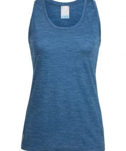 Icebreaker Womens Merino Hybrid Sphere Tank Prussian Blue Heather M