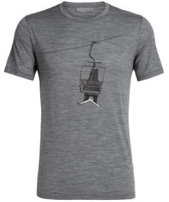 Icebreaker Merino Tech Lite Mens T-Shirt Bear Lift Gritstone Heather L